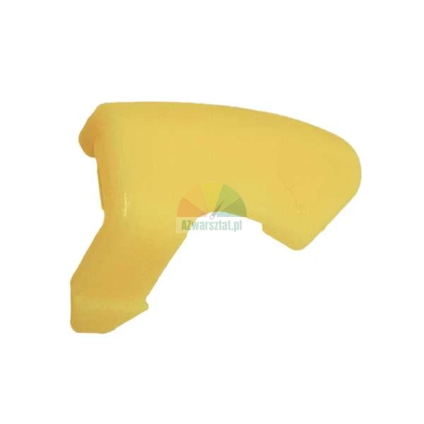 Yellow plastic component of irregular shape, likely a part of a trigger mechanism.