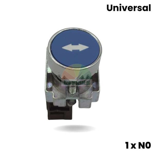 Blue metal lift button with two white horizontal arrows, 1 x NO contact.