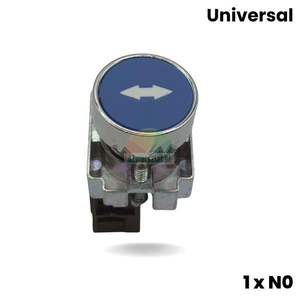 Blue metal lift button with two white horizontal arrows, 1 x NO contact.
