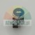 Blue industrial push button with a white double-headed horizontal arrow in a metallic housing.