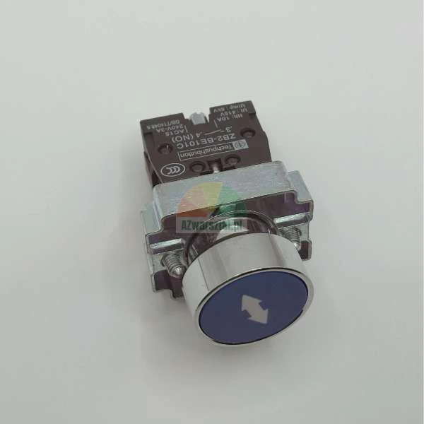 Blue push button switch with up and down arrow symbol and contact block ZB2-BE101C.