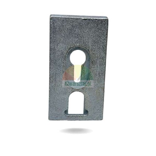 Metal safety latch release plate with mounting holes