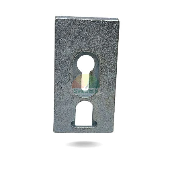 Metal safety latch release plate with mounting holes