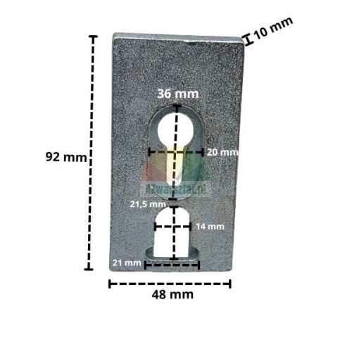 Safety latch release plate with dimensions