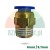 Brass pneumatic fitting for 6mm tube with 9.7mm thread and blue push-in collar