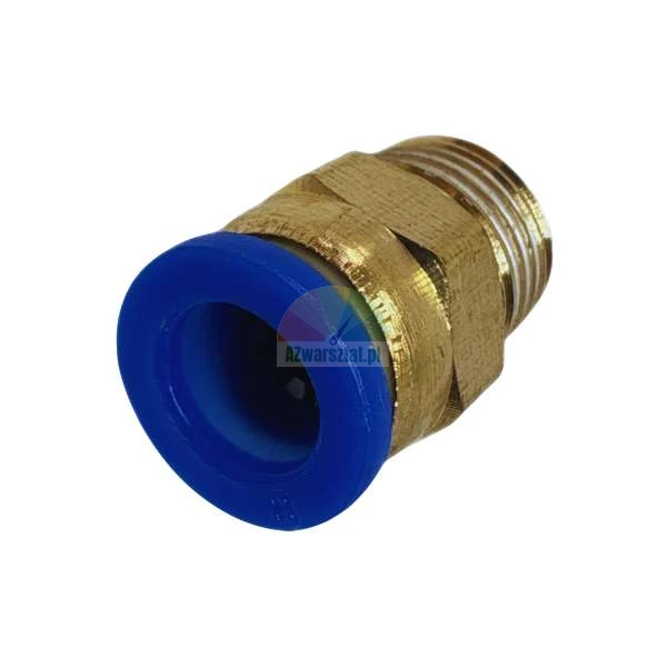 Brass straight push-in fitting with blue ring and male thread