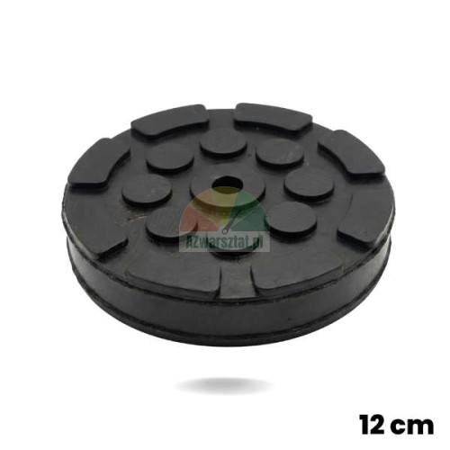 Round black rubber pad for car lift 12 cm diameter with anti-slip surface