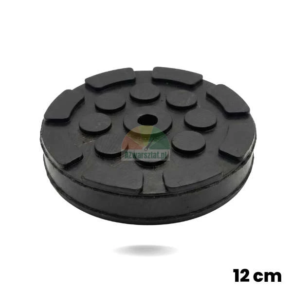 Round black rubber pad for car lift 12 cm diameter with anti-slip surface