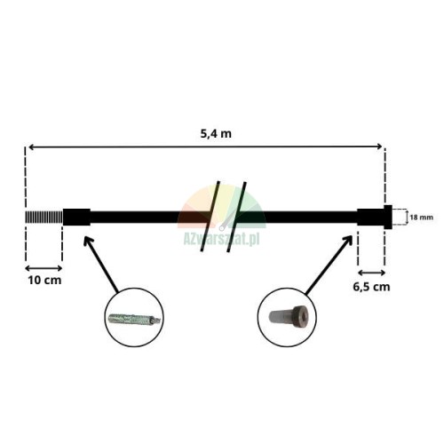 Steel cable for SDW50 four-post lift 5.4m with end dimensions