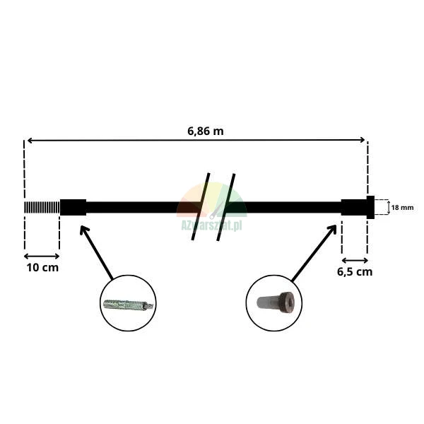 Steel cable for SDW50 four-post lift 6.86m