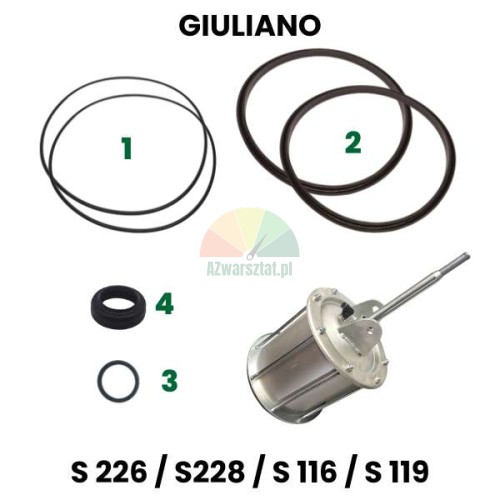 Bead breaker cylinder repair kit for Giuliano models S226, S228, S116 and S119 including rubber seals