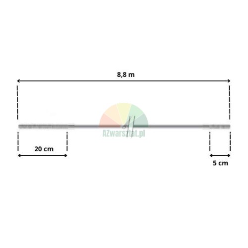 Steel cable for QJY 2.40B lift 8.8m length with thread dimensions