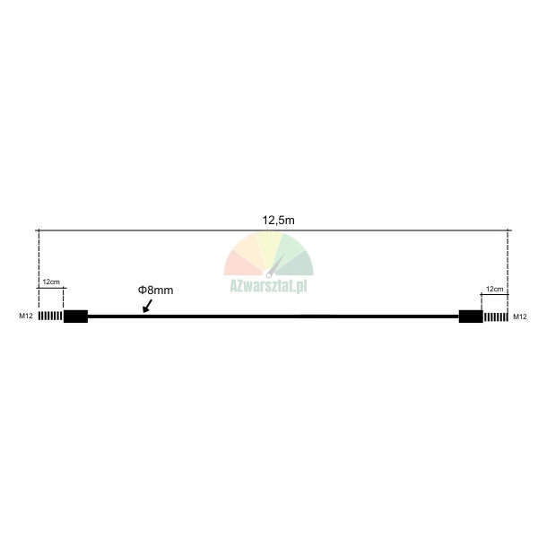 Nussbaum replacement: Steel cable 12.5m, M12, 8mm diameter