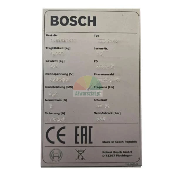 Steel cable for Bosch VLH 2140 lift - nameplate