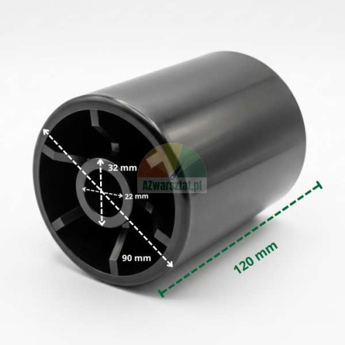 Wide pressure roller with dimensions