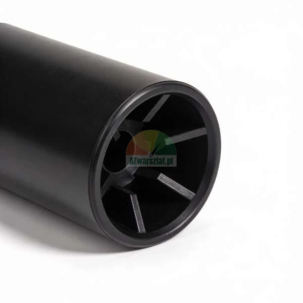 Black cylindrical component with internal ribs on a white background.