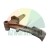 Metal lever arm part for engine or machinery, cast component on white background.