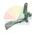Metal foot pedal lever for machinery with a ribbed footrest and mounting holes.