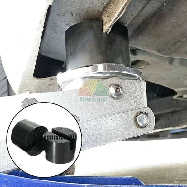Slotted rubber jack pad adapter used on a car jack to protect the vehicle pinch weld.
