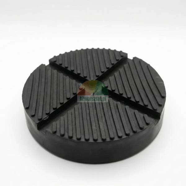 Black rubber jack pad with cross groove and ribbed surface