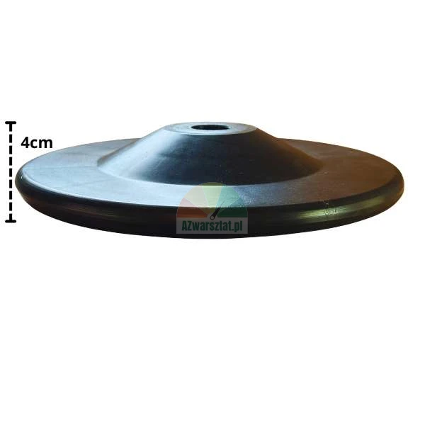 Black circular base with a height of 4 cm featuring a hole in the central raised part.
