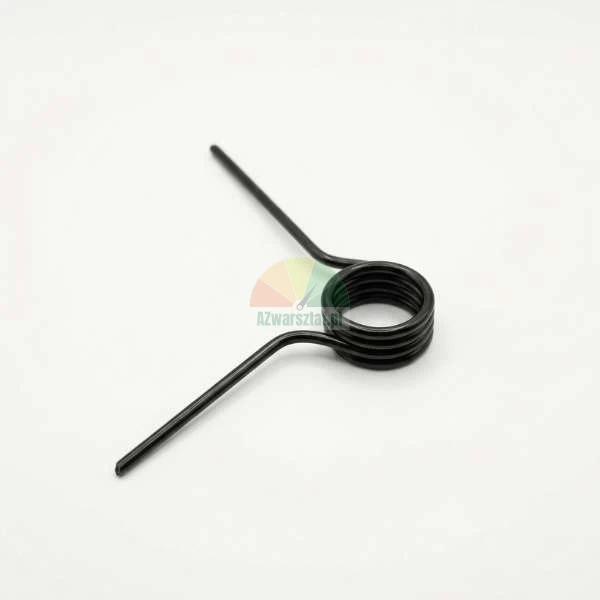 Black metal torsion spring on a white background
