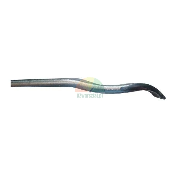 Curved metal tire lever tool on a white background