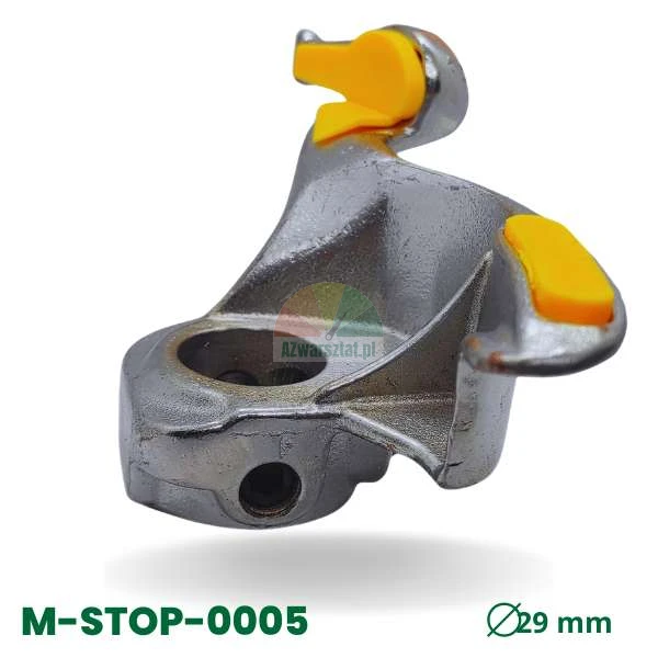 Universal steel mounting head for tire changer with 29 mm diameter and yellow plastic inserts