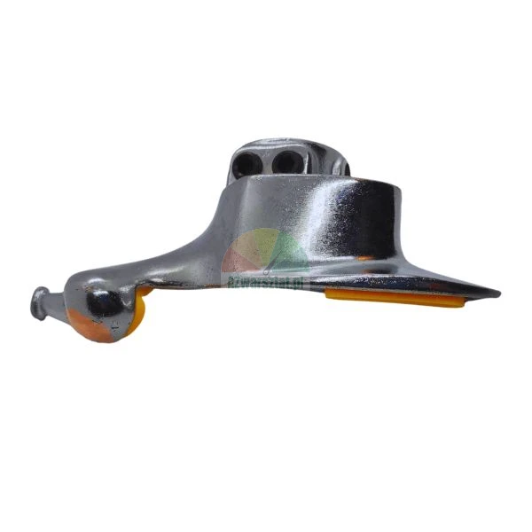 Chrome tire changer head with yellow plastic protectors