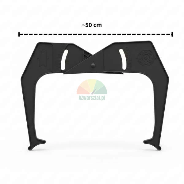 Black plastic measuring tool with a width of approximately 50 cm.