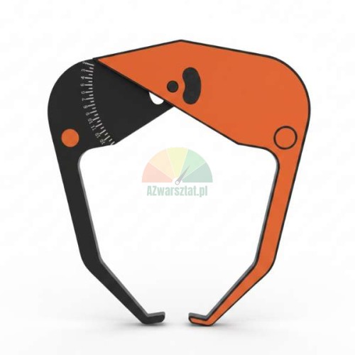 Orange rim width gauge - caliper for passenger car wheels with black scale