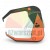 Body fat caliper for skinfold measurement, black and orange design with a numerical scale.