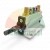 Pneumatic cylinder with threaded rod and brass silencers on a white background.