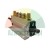 Aluminum pneumatic manifold with brass silencers and fittings on a white background.