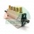 Pneumatic manifold valve with silencers and fittings on a silver aluminum base
