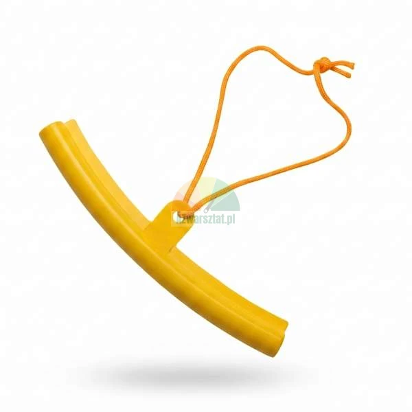 Yellow plastic rim protector for tire mounting with an orange cord