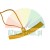 Yellow curved plastic handle with an orange cord on a white background