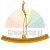 Orange curved edge protector with an attached string on a white background.