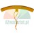 Yellow curved plastic component with an orange string attached to a central eyelet.