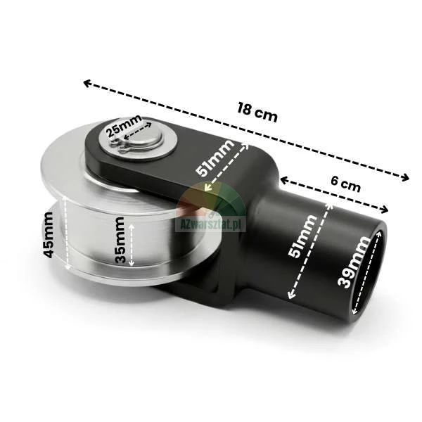 Two-post lift chain wheel with bracket 36mm with dimensions