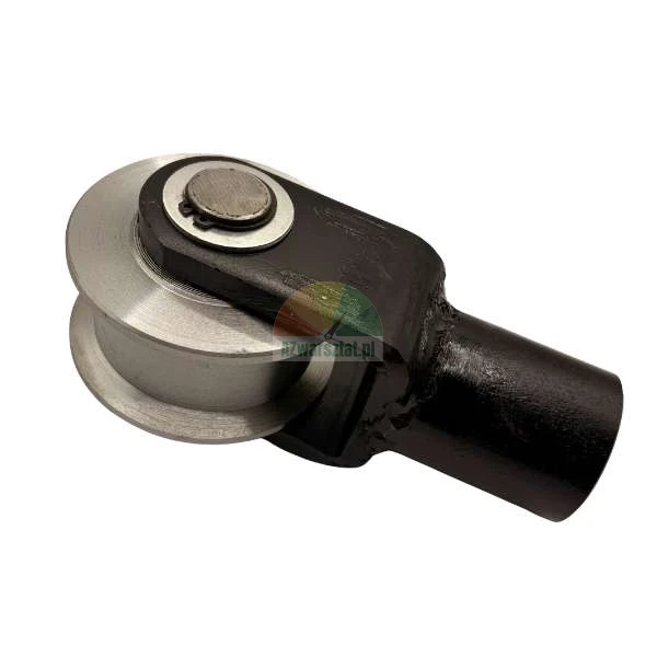 Steel pulley wheel with a black mounting bracket
