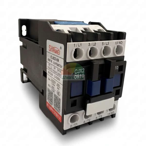 Motor contactor CJX2 0910 24V DC SHAMEI brand on white background