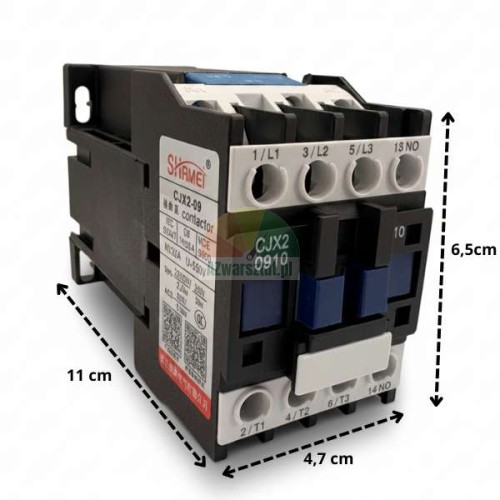 Motor contactor 24V DC CJX2 0910 with dimensions 11x6.5x4.7 cm
