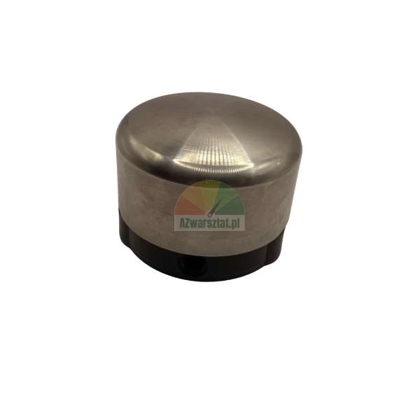 Metal cylindrical cap with a polished silver top and a black base.