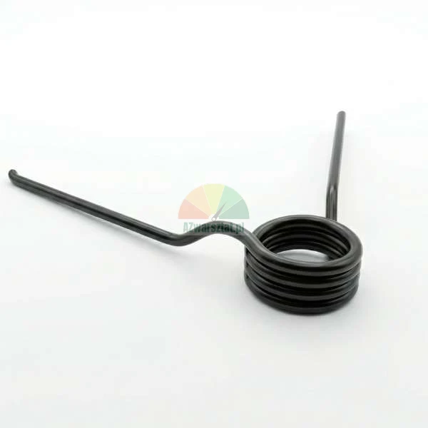 Black metal torsion spring on a white background