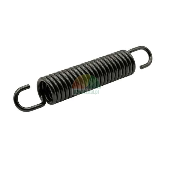 Black extension spring with hooks on both ends.