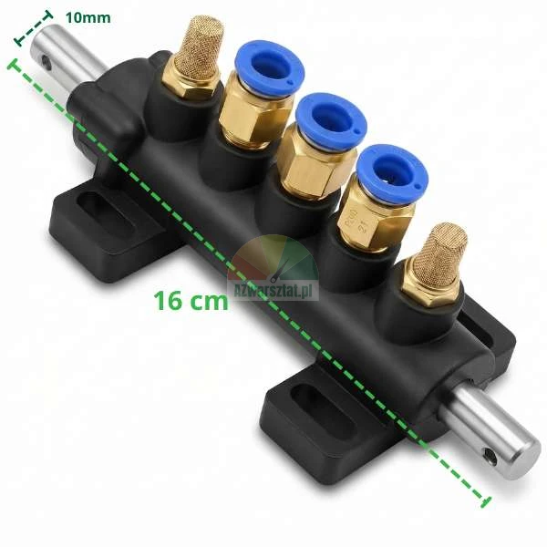 Black valve block type B with brass fittings