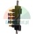 Pneumatic control valve for tire changer with five ports and metal rod on a white background.