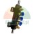 Black pneumatic manifold block with three blue push-to-connect fittings and two brass silencers.