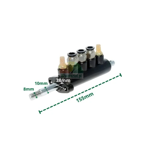 Black plastic valve block Type A with 155mm dimensions